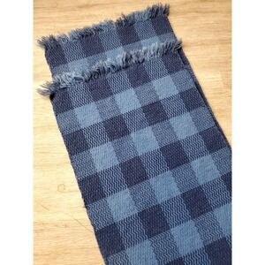 Vintage Blue Plaid Handwoven Table Runner‎